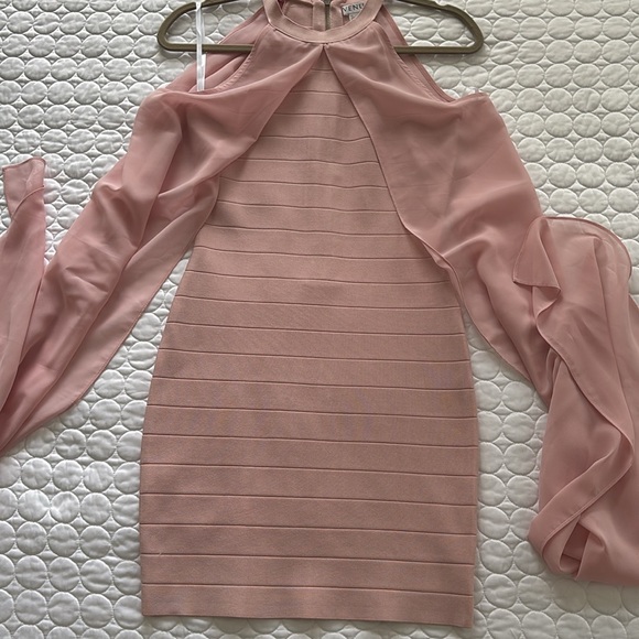 Venus PINK Bandage Dress with Chiffon Overlay 4 Perfect Condition - Picture 4 of 6